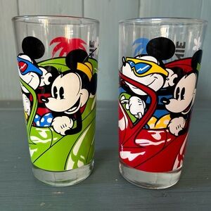 Vintage Mickey & Minnie Mouse Driving a Convertible Glasses | Set of 2
